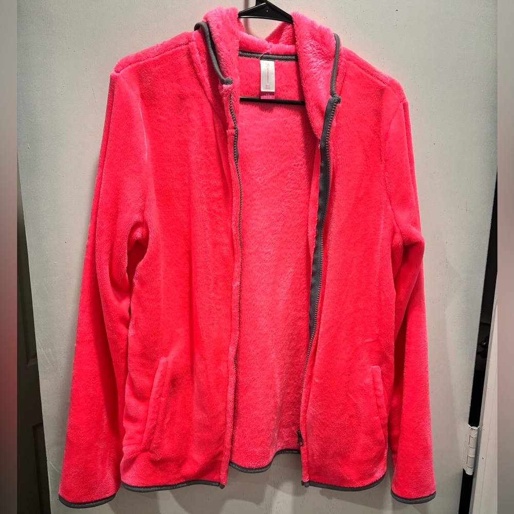 Women’s fleece pink jacket size large-like new